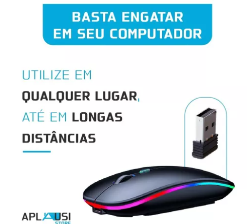 MOUSE SEM FIO RGB WIRELES RECARREGAVEL