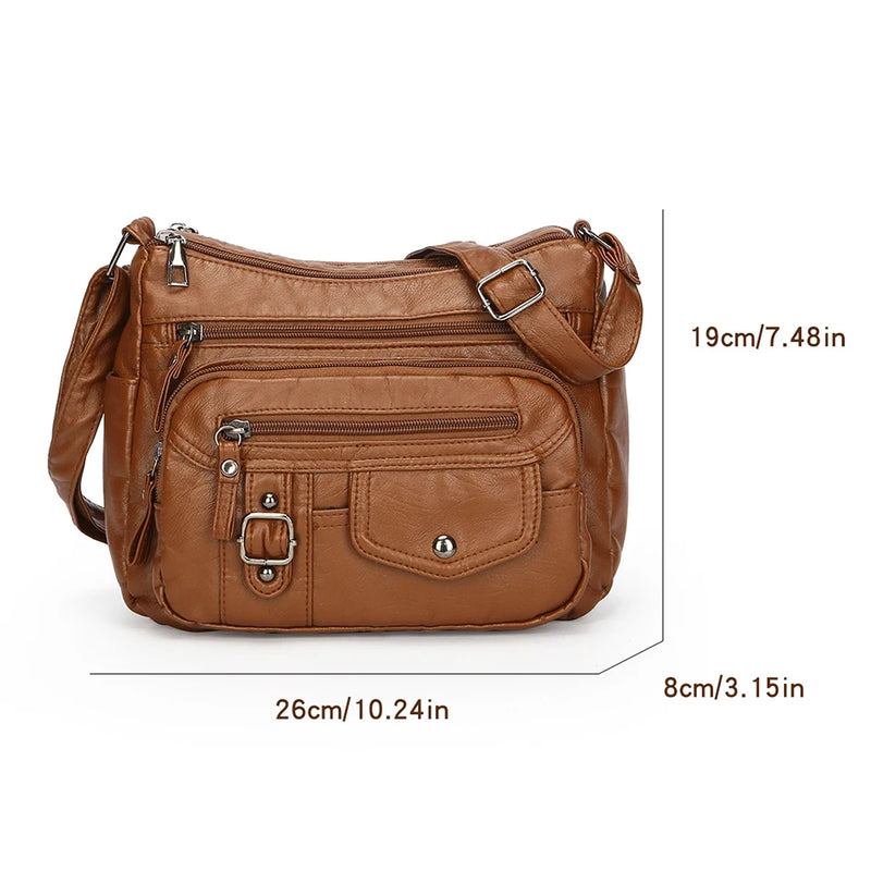 Bolsas de couro PU macio retrô crossbody para mulheres 2025